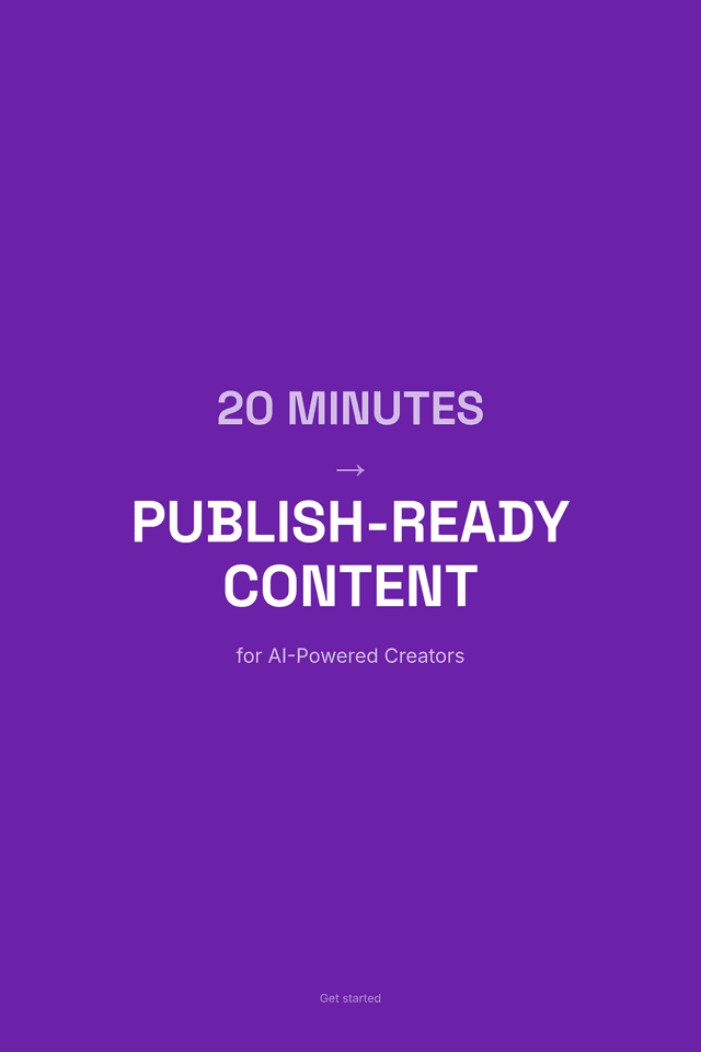 20 Minutes → Publish-Ready Content