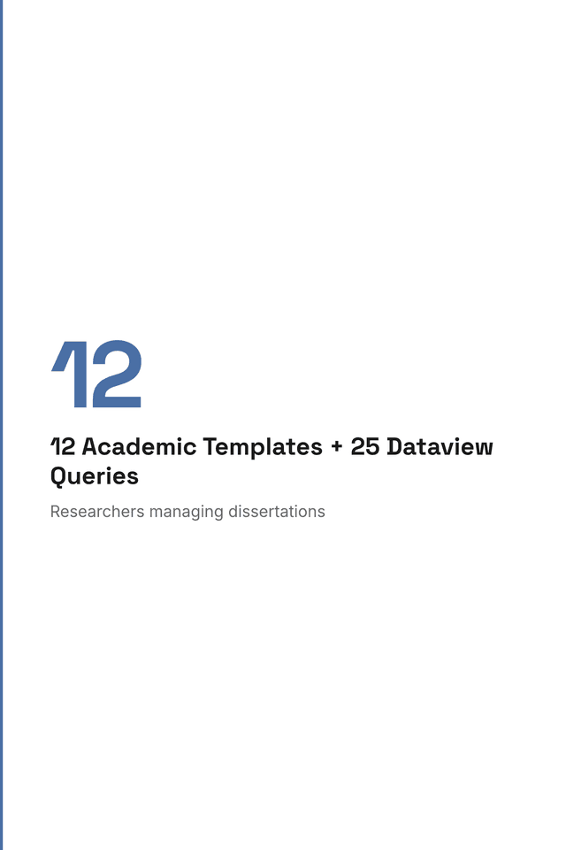 12 Academic Templates + 25 Dataview Queries